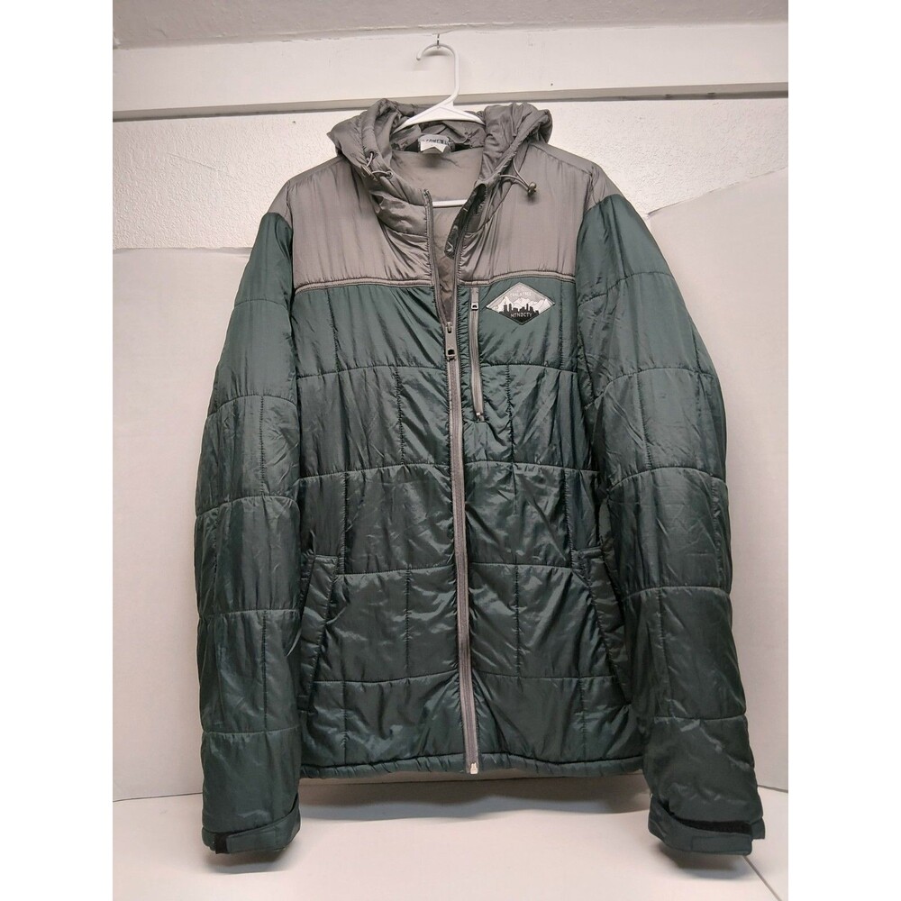 Coalatree Jacket Mens Large Green Gray MTN2CTY Hooded Insulated Puffer Outdoor